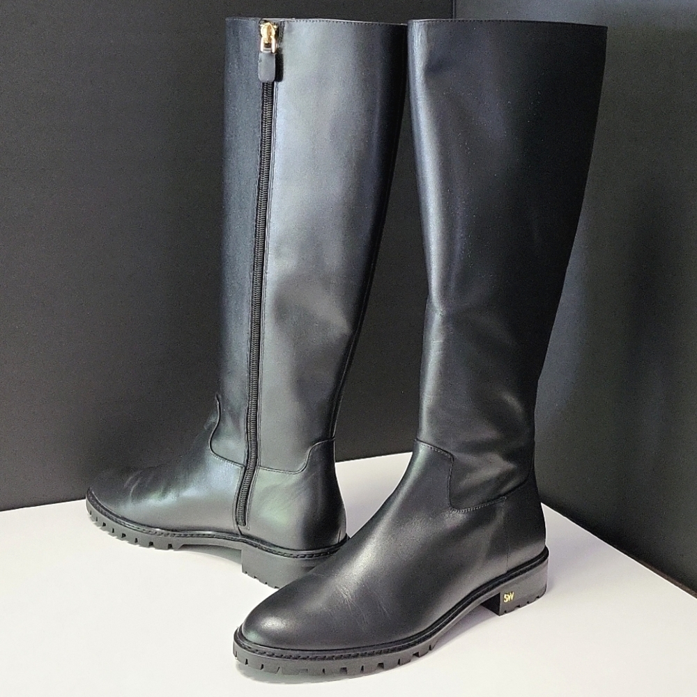 NIB$795 STUART WEITZMAN City Leather Knee-High Riding SW Logo Boots 9 - Picture 6 of 14
